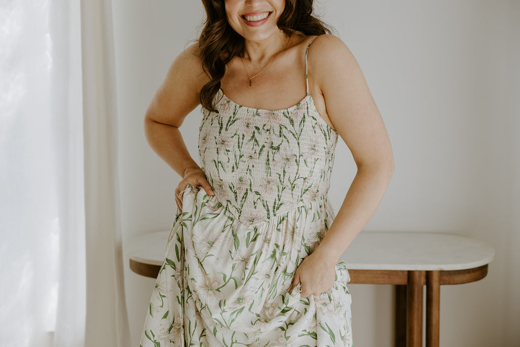 Floral Smocked Spaghetti Strap Sundress