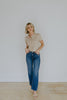 Scalloped Short Sleeve Cardi - Khaki