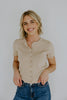 Scalloped Short Sleeve Cardi - Khaki