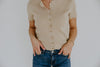 Scalloped Short Sleeve Cardi - Khaki