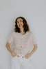 Striped Knit Short Sleeve Cardigan - Pink