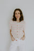 Striped Knit Short Sleeve Cardigan - Pink