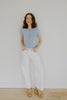 Scalloped Short Sleeve Cardi - Blue