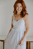Stripe Corset Belted Midi Dress - Blue