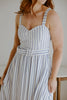 Stripe Corset Belted Midi Dress - Blue