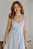 Stripe Corset Belted Midi Dress - Blue