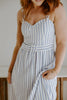 Stripe Corset Belted Midi Dress - Blue