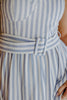 Stripe Corset Belted Midi Dress - Blue