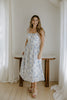Floral Front Tie Corset Midi Dress - Blue