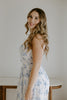 Floral Front Tie Corset Midi Dress - Blue