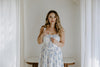Floral Front Tie Corset Midi Dress - Blue