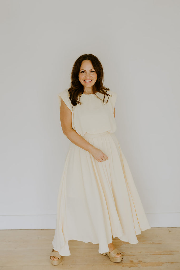 Bubble Top & Midi Skirt Set - Yellow