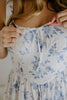 Floral Front Tie Corset Midi Dress - Blue