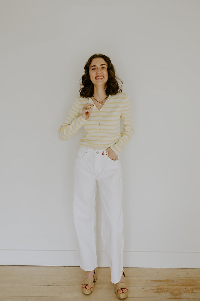 Striped Classic Cardi - Yellow