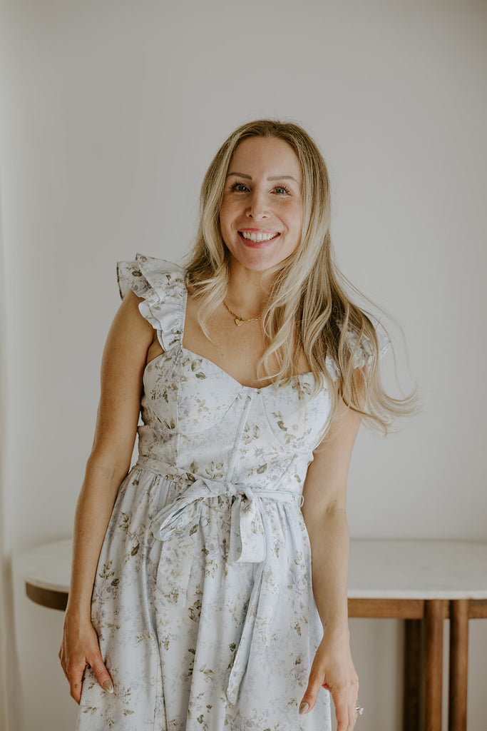 Corset Floral Dress - Blue