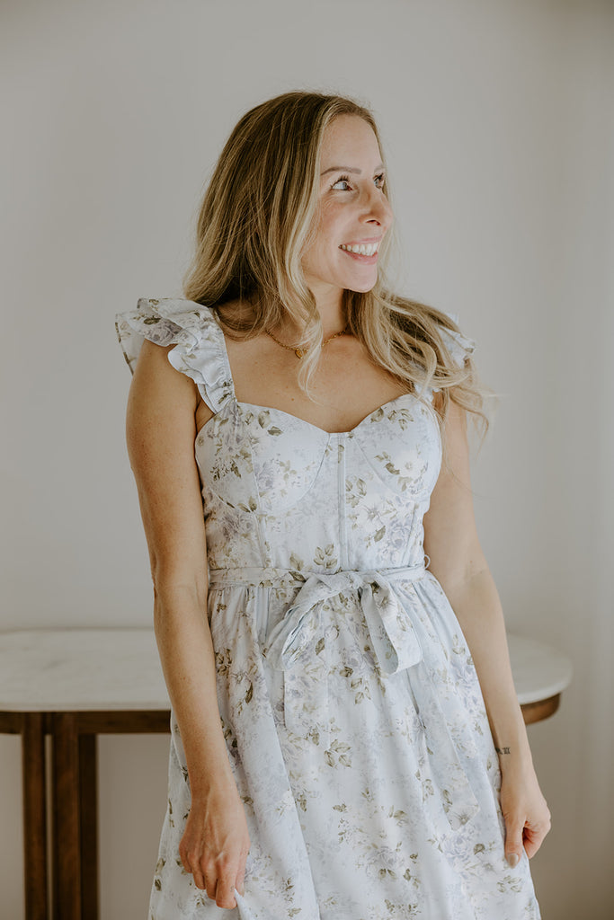 Corset Floral Dress - Blue