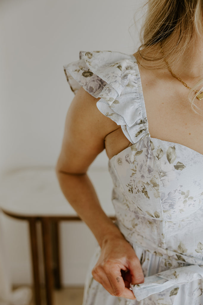 Corset Floral Dress - Blue