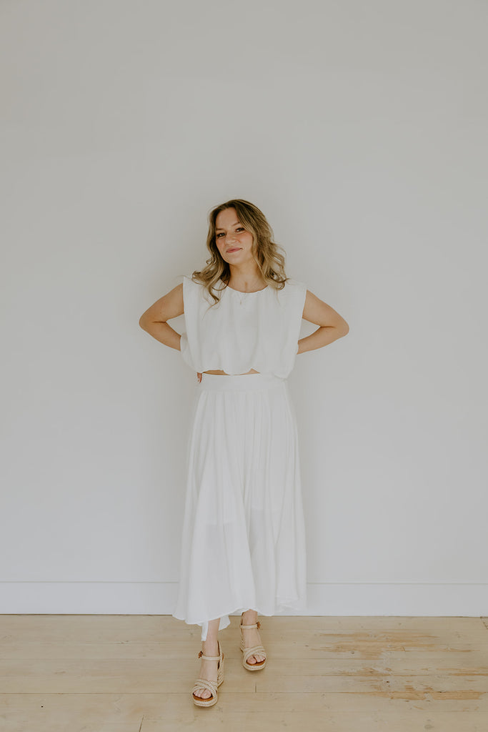 Bubble Top & Skirt Set - White
