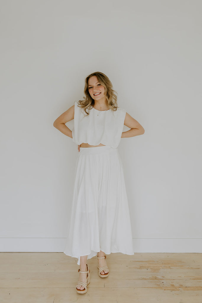 Bubble Top & Skirt Set - White