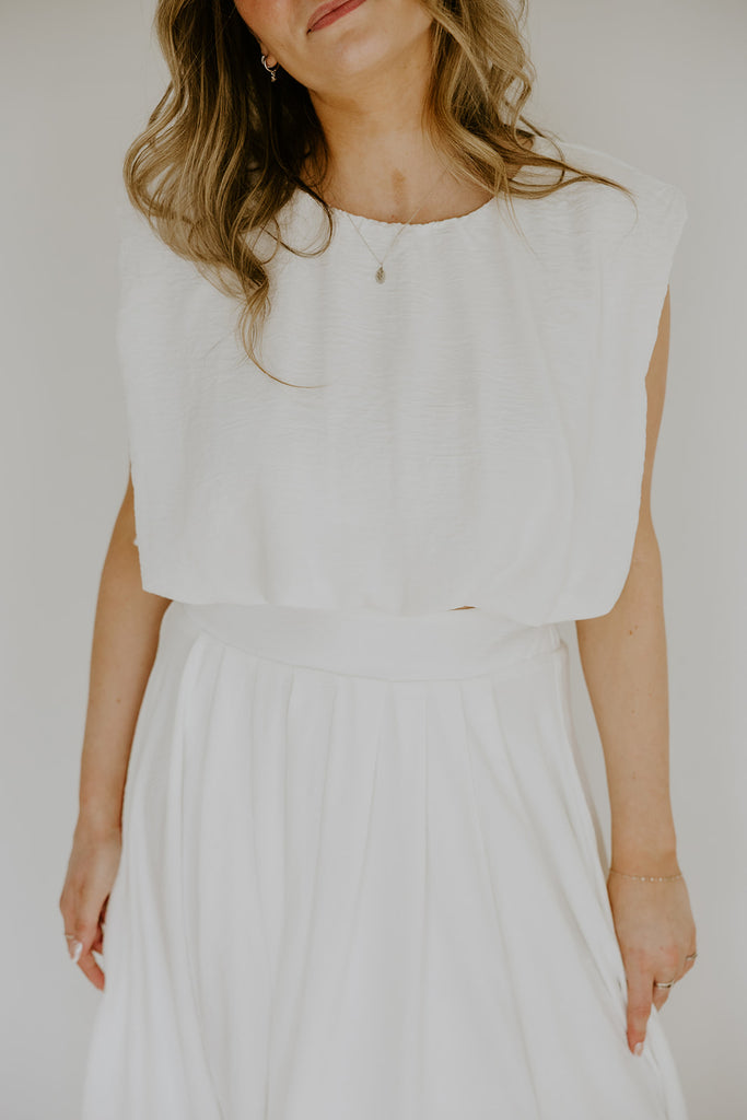 Bubble Top & Skirt Set - White