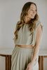 Bubble Top & Flowy Midi Skirt Set - Olive