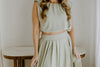 Bubble Top & Flowy Midi Skirt Set - Olive