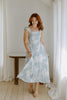 Floral Square Neck Light Blue Midi Dress