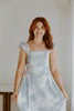 Floral Square Neck Light Blue Midi Dress