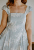 Floral Square Neck Light Blue Midi Dress