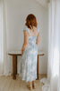 Floral Square Neck Light Blue Midi Dress