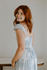 Floral Square Neck Light Blue Midi Dress