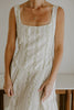 Sleeveless Front Tie Midi Dress - Ivory/Blue