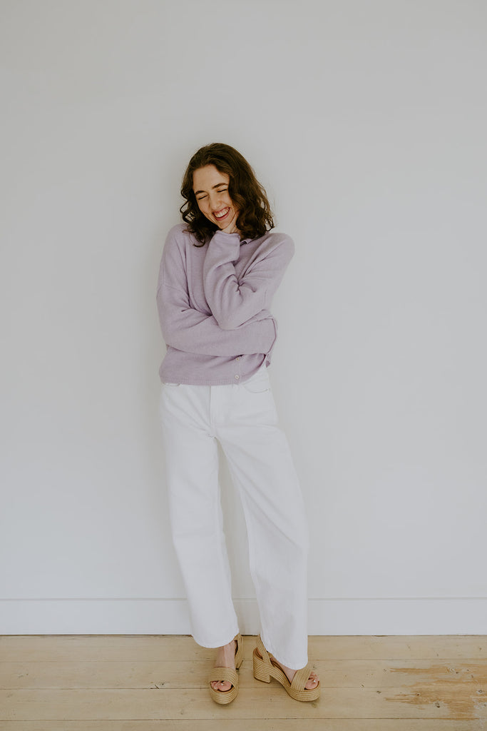 Lightweight Button Up Cardigan - Lavender