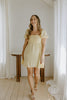 Pleated Front Puff Sleeve Mini - Yellow