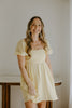 Pleated Front Puff Sleeve Mini - Yellow