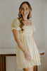 Pleated Front Puff Sleeve Mini - Yellow