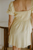 Pleated Front Puff Sleeve Mini - Yellow