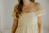 Pleated Front Puff Sleeve Mini - Yellow