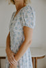 Puff Sleeve Floral Corset Midi - Blue
