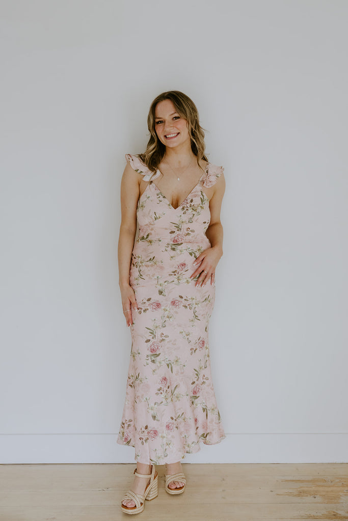 Maxi Floral Dress - Blush Rose
