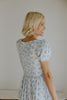 Puff Sleeve Floral Corset Midi - Blue
