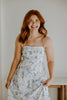 Water Colour Floral Midi Dress - Blue