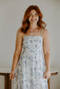 Water Colour Floral Midi Dress - Blue