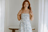 Water Colour Floral Midi Dress - Blue
