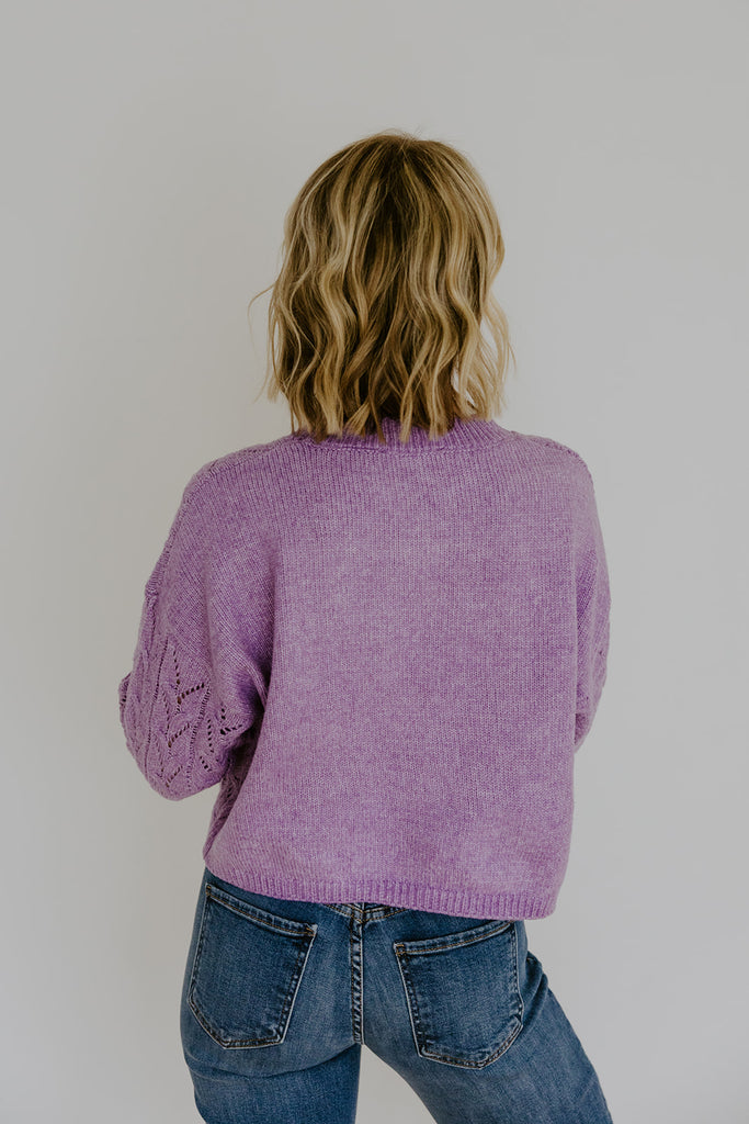 Soft Crochet Knit Sweater - Purple