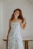 Water Colour Floral Midi Dress - Blue