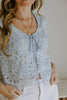 Eyelet Shirt with Front Tie - Blue