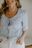 Eyelet Shirt with Front Tie - Blue