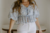 Puff Sleeve Front Tie Floral Top