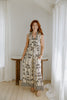 Sleeveless Button Down Printed Jumpsuit